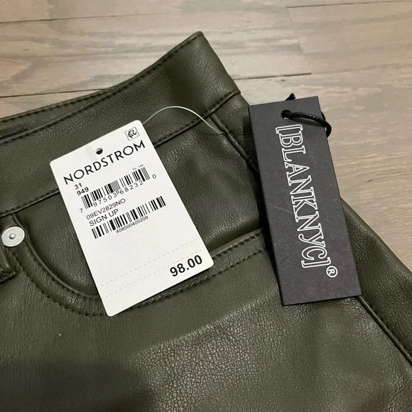 BLANKNYC Franklin High Waist Faux Leather Wide Leg Pants Sign up green. Size 31 - Picture 4 of 10